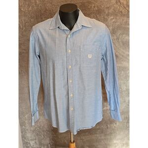 CHAPS Stretch Oxford Long Sleeve Button Down Shirt‎ Men's Large Blue Casual